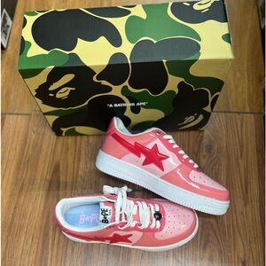 (Women) Bape Sta Low Color Camo Combo Pink Patent Leather Sneakers